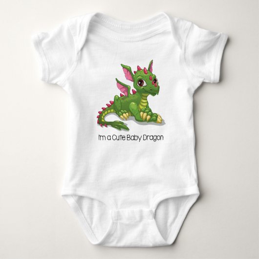 Niedlicher grüner Drache Baby Strampler (Vorderseite)