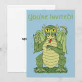 Niedlicher Grüner Drache Einladung (Vorne/Hinten)