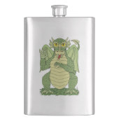 Niedlicher Grüner Drache Flachmann (Vorderseite)
