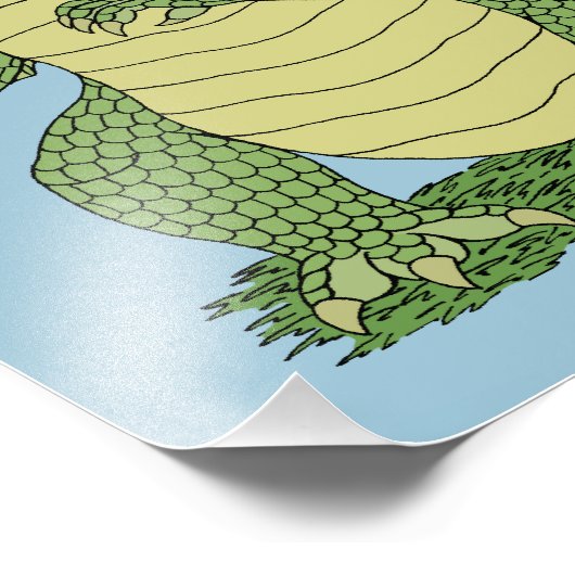 Niedlicher Grüner Drache Fotodruck (Ecke)