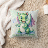 Niedlicher Grüner Drache mit Blasen Junge Geschenk Kissen (Decke)