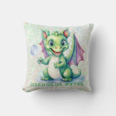 Niedlicher Grüner Drache mit Blasen Junge Geschenk Kissen (Vorderseite)