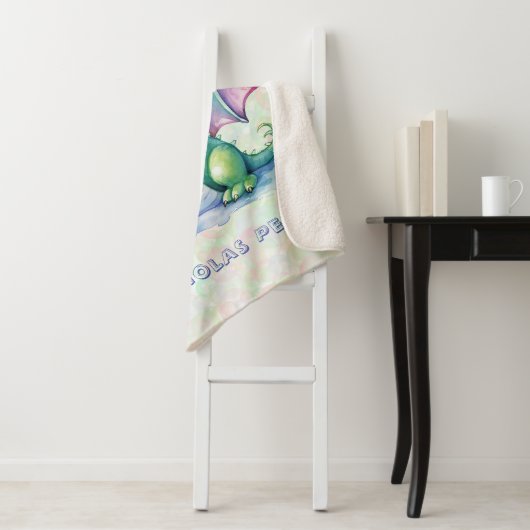 Niedlicher Grüner Drache mit Blasen Junge Geschenk Sherpadecke (Beispiel)