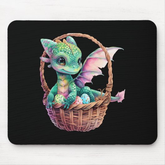 Niedlicher Grüner Drache Ostereier Jagd Eier Korb Mousepad (Vorne)