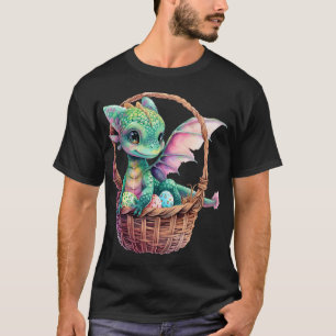 Niedlicher Grüner Drache Ostereier Jagd Eier Korb T-Shirt