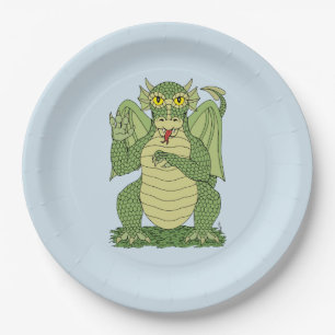 Niedlicher Grüner Drache Pappteller