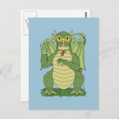 Niedlicher Grüner Drache Postkarte (Vorne/Hinten)