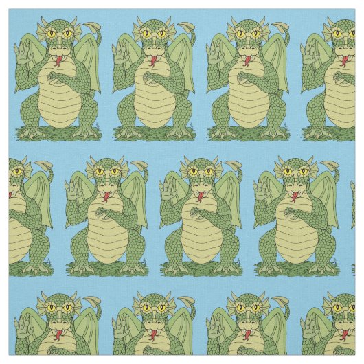 Niedlicher Grüner Drache Stoff (Muster)