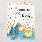 *~* Niedlicher Grüner Drachen, der die Kindermädch Einladung (Vorne/Hinten)