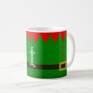 Niedlicher Grüner Elf Personalisierte Weihnachtsfe Kaffeetasse