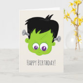 Niedlicher Grüner Frankenstein Monster Geburtstag Karte (Gelbe Blume)