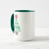 Niedlicher grüner Friedensbaum-Initial in Red Star Tasse (Vorderseite Links)