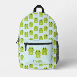Niedlicher grüner Frosch auf blau Bedruckter Rucksack