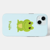 Niedlicher grüner Frosch auf blau Case-Mate iPhone Hülle (Rückseite (Horizontal))