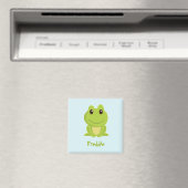 Niedlicher grüner Frosch auf blau Magnet (In Situ (Geschirrspüler))