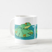 Niedlicher grüner Frosch auf einer Lilie Kaffeetasse (Vorderseite Links)
