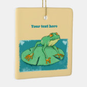 Niedlicher grüner Frosch auf einer Lilie Keramikornament (Rechts)