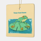 Niedlicher grüner Frosch auf einer Lilie Keramikornament (Links)