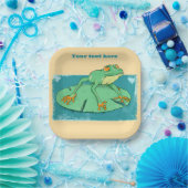 Niedlicher grüner Frosch auf einer Lilie Pappteller (Party)