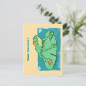 Niedlicher grüner Frosch auf einer Lilie Postkarte (Stehend Vorderseite)