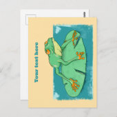 Niedlicher grüner Frosch auf einer Lilie Postkarte (Vorne/Hinten)