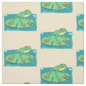 Niedlicher grüner Frosch auf einer Lilie Stoff (Muster)