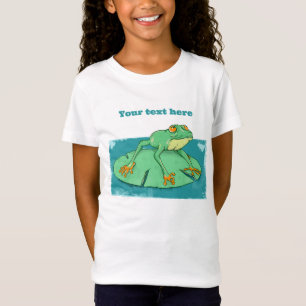 Niedlicher grüner Frosch auf einer Lilie T-Shirt