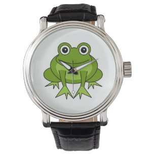 Niedlicher grüner Frosch-Cartoon Armbanduhr