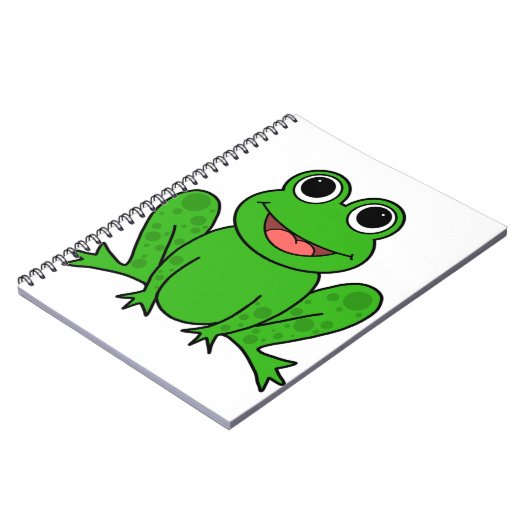 Niedlicher grüner Frosch-Cartoon Notizblock (Linke Seite)