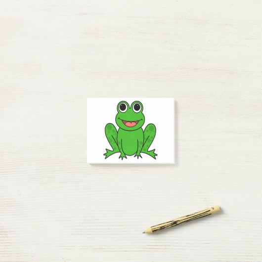 Niedlicher grüner Frosch-Cartoon Post-it Klebezettel (Auf Schreibtisch)