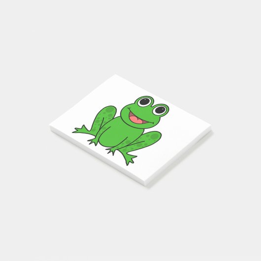 Niedlicher grüner Frosch-Cartoon Post-it Klebezettel (angewinkelt)