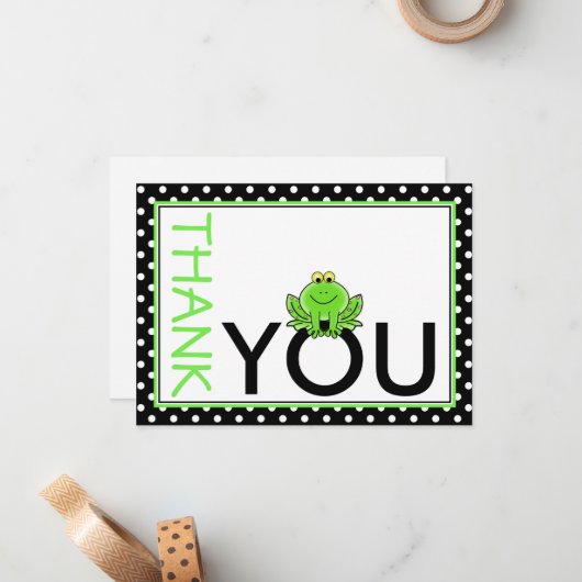 Niedlicher grüner Frosch Dankeschön Karte (Vorderseite/Rückseite Beispiel)