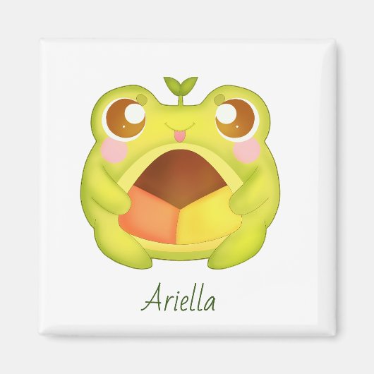 Niedlicher Grüner Frosch Holding Mexican Polvoron  Magnet (Vorne)