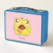 Niedlicher Grüner Frosch Holding Mexican Polvoron  Metall Brotdose (Rückseite)