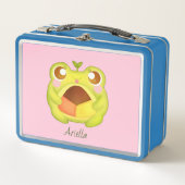 Niedlicher Grüner Frosch Holding Mexican Polvoron  Metall Brotdose (Vorderseite)