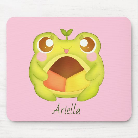 Niedlicher Grüner Frosch Holding Mexican Polvoron Mousepad (Vorne)