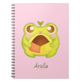 Niedlicher Grüner Frosch Holding Mexican Polvoron  Notizblock