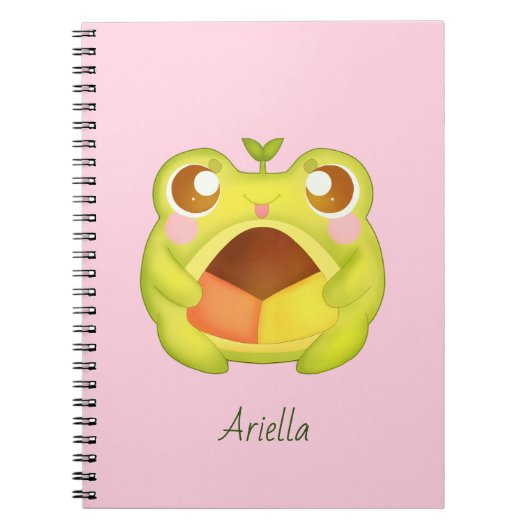 Niedlicher Grüner Frosch Holding Mexican Polvoron Notizblock (Vorderseite)