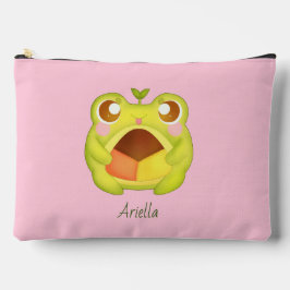 Niedlicher Grüner Frosch Holding Mexican Polvoron  Zubehörtasche