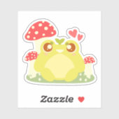 Niedlicher grüner Frosch in der Natur Aufkleber (Blatt)