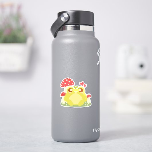 Niedlicher grüner Frosch in der Natur Aufkleber (HydroFlask)