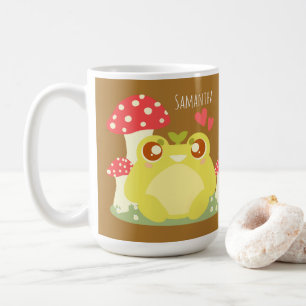 Niedlicher grüner Frosch in der Natur Kaffeetasse
