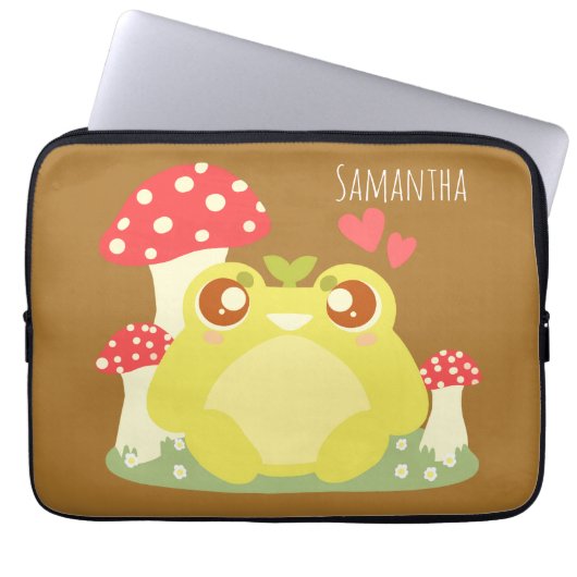 Niedlicher grüner Frosch in der Natur Laptopschutzhülle (Vorderseite)