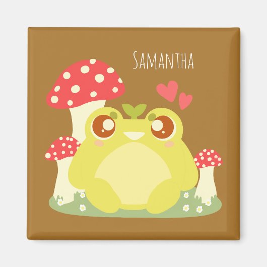 Niedlicher grüner Frosch in der Natur Magnet (Vorne)