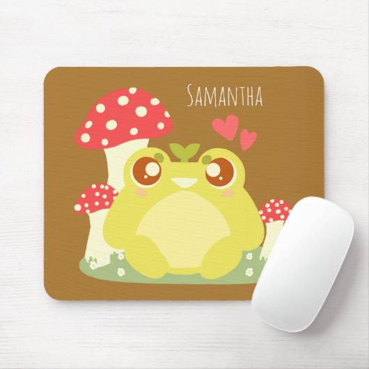 Niedlicher grüner Frosch in der Natur Mousepad (Mit Mouse)