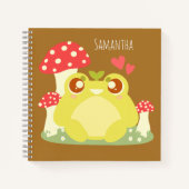 Niedlicher grüner Frosch in der Natur Notizblock (Vorderseite)