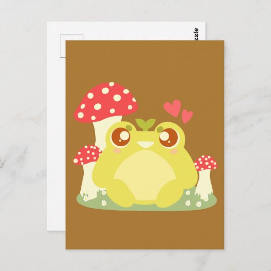 Niedlicher grüner Frosch in der Natur Postkarte (Vorne/Hinten)