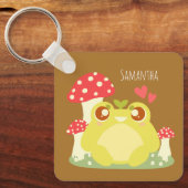 Niedlicher grüner Frosch in der Natur Schlüsselanhänger (Vorderseite)