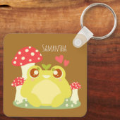 Niedlicher grüner Frosch in der Natur Schlüsselanhänger (Rückseite)