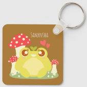 Niedlicher grüner Frosch in der Natur Schlüsselanhänger (Rückseite)